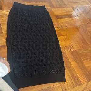 Black Beaded Pencil Skirt